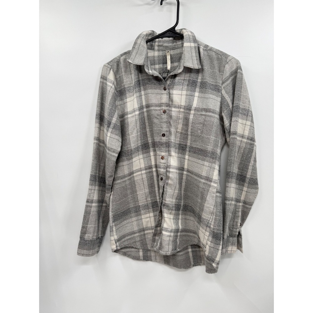 KUHL XS Flannel‎ Shirt W Gray Plaid Cotton Blend Long Sleeve Button Up Pocket